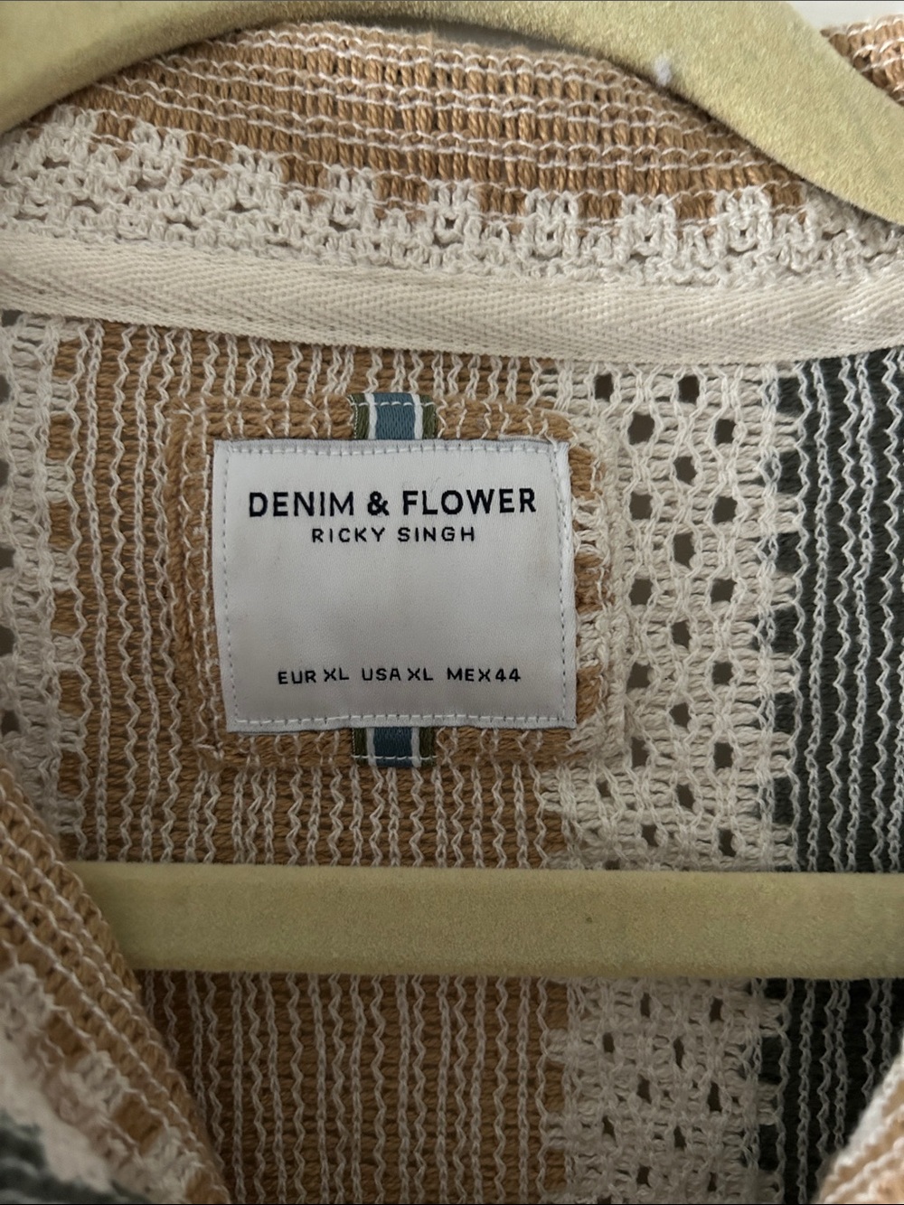 Denim & Flower Tan, White & Dark Gray Striped Knit Button-Down Shirt - Picture 2 of 2